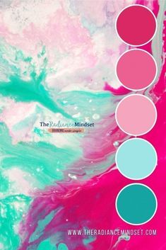 an abstract painting with pink, blue and green colors