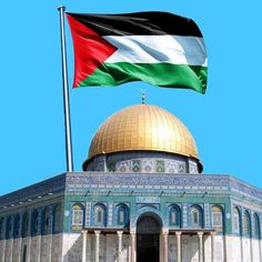 an image of a flag flying in front of a dome on top of a building