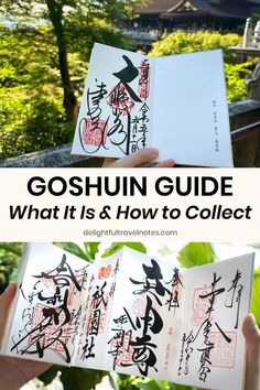 someone holding an open book in their hands with the title goshun guide what it is and how to collect it