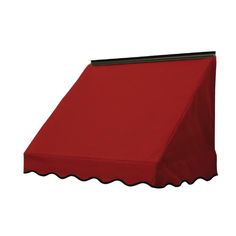 a red awning with scalloped edges on an isolated white background for display