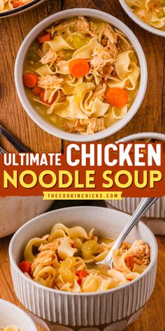 This easy to make Ultimate Chicken Noodle Soup is a savory dish that is packed with flavors. It's a hearty fall comfort food for dinner. The combination of tender noodles, chicken, vegetables, bacon and a savory broth gives you a sure satisfaction for your meal. Surprise your family with this easy soup ideas for dinner. They will fall into it! Ultimate Chicken Noodle Soup, Food For Dinner, Noodles Chicken, Chicken And Bacon, Delicious Chicken Dinners, Fall Comfort Food