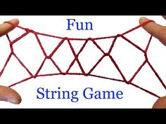 two hands are holding yarn and the words fun string game