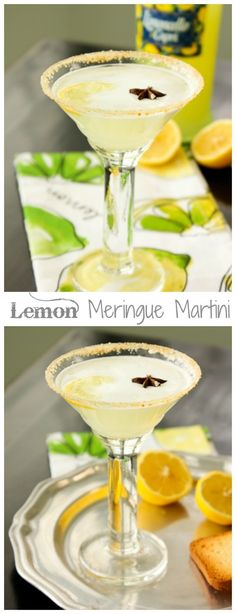 lemon meringue martini is served in coupe glasses