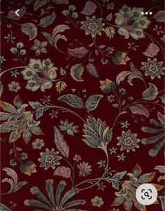 an image of a red and green floral pattern on fabric with the number 53 in it