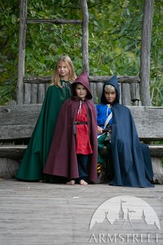 Cotton cloak with hood for kids “First Adventure” Children's Cloak for sale. Available in: dark blue cotton, green cotton, black cotton, blue cotton, burgundy cotton, brown cotton :: by medieval store ArmStreet Druid Costume, Medieval Pants, Cloak With Hood, Medieval Outfit, Ren Faire Outfits, Ren Faire Costume, Costume Armour, Medieval Clothes, Magic Dress