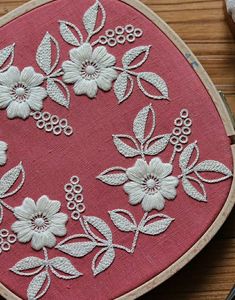 a close up of a piece of cloth with flowers on it and scissors next to it