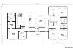 the floor plan for a two story house with three bedroom and an attached living area