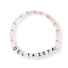 PRICES MAY VARY. REPRESENT & SUPPORT – A sorority family is a family unlike any other. Wear that on your sleeve (literally!) with our Delta Zeta big and little bracelets sorority sisters are sure to love. Represent your sisterhood wherever you go and express your love and support. CLASSY ELEGANCE – The Delta Zeta Name Bracelet is one of a kind when it comes to beauty, elegance, and sheer class. Glass and 18K gold plated beads work harmoniously together to form a sorority sister jewelry piece wor Big Sis Lil Sis Gifts Sorority, Sorority New Member Gifts Bid Day, Delta Zeta Gifts, Personalized Sorority Jewelry Gift, Delta Zeta Keychain, Sorority Family, Big Little Sorority, Sorority Names, Sorority Colors