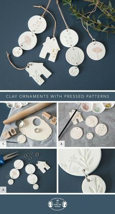 clay ornaments with pressed patterns on them