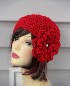 Warm Fall Bonnet, Fitted Winter Bonnet, Elegant Knitted Hats For Winter, Elegant Winter Beanie Hat, Fitted Crochet Hat For Spring, Elegant Winter Hat One Size, Red Crochet Hat For Spring, Trendy One Size Fits Most Crochet Hat, Knitted Beanie One Size Fits Most