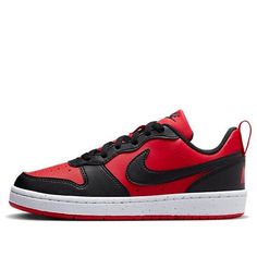 (GS) Nike Court Borough Low Recraft 'University Red Black' DV5456-600 Nike Shoes For Boys, Nike Court Borough Low, Nike Court Borough, Black And White Trainers, Tenis Nike, Black And White Shoes, Long Haul, Nike Kids, Nike Sports