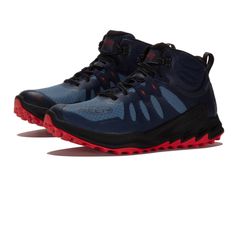 the north face men's ultra hiker mid waterproof shoe, blue / red