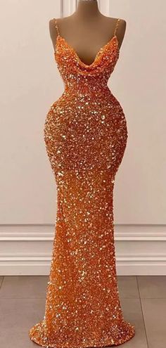 Sparkly Orange Dress, Orange Prom Dresses Black Women, Orange Prom Dress, Orange Formal Dresses, Orange Evening Dresses, Mermaid Sequin Dress, Orange Mermaid, Blue Mermaid Prom Dress, Orange Prom Dresses