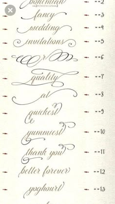 an old fashioned calligraphy is shown with the words in cursive writing on it