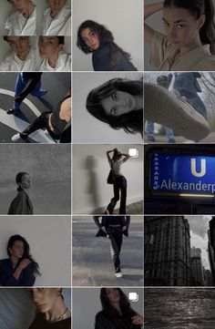 a collage of photos showing different people in black and white outfits, with the words alexandder on them