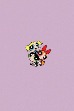 the powerpuff girls wallpaper with two cartoon characters on it's back