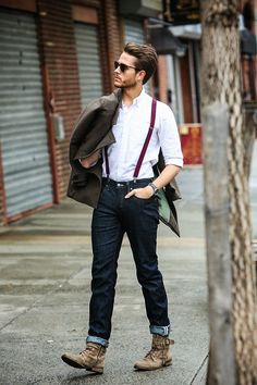 Braces Menswear, Suspenders With Jeans, How To Wear Suspenders, Outfit Herren, Suspenders Fashion, Americana Vintage, Mens Fashion Work, Mens Fashion Casual Winter, Mens Fashion Blazer