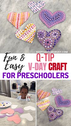 valentine's day craft for preschoolers with the title overlay that reads fun and easy v - day craft for preschoolers