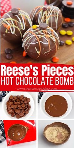 Peanut Butter Hot Chocolate Recipe, Peanut Butter Hot Chocolate, Reese's Pieces, Hot Chocolate Bomb