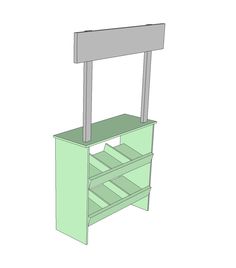 an image of a green shelf with drawers