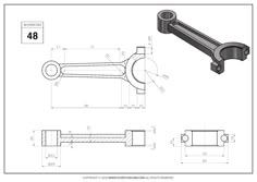 the technical drawing shows how to draw an object with two different parts, including a handle and