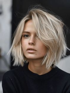 Medium Blond Haircut, Lob Haircut Angled, Slightly Angled Bob With Layers, Texturized Bob With Bangs, Short Brown Haircuts For Women, Choppy Bob Bangs, Short Blonde With Bangs, Short Hair Double Chin, Layered Bob Blonde