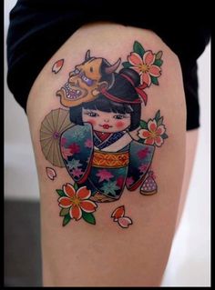 Pikachu Tattoo, Japan Tattoo Design, China Doll, Samurai Tattoo, Tattoo Cover-up, Japanese Tattoo Art, Kokeshi Dolls