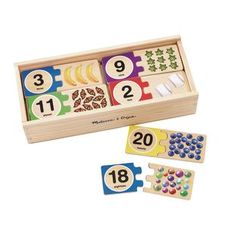 a wooden box with numbers and shapes in it