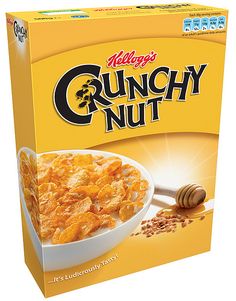 a box of cereal with honey on top