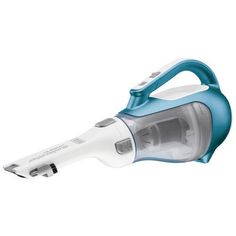 a blue and white blow dryer on a white background