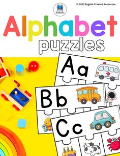 the alphabet puzzles book is open and ready to be used for children's learning