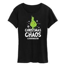 She will love showing off her holiday style in this Women's Dr. Suess Little Grinch Chaos Coordinator Graphic Tee. She will love showing off her holiday style in this Women's Dr. Suess Little Grinch Chaos Coordinator Graphic Tee. FEATURES Short sleeves CrewneckFABRIC & CARE Solid Colors: Cotton ; Heather Colors: Cotton/Polyester Machine wash Imported Size: Large. Color: Black. Gender: female. Age Group: kids.