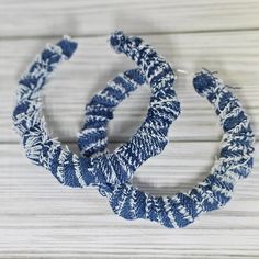 Distressed denim hoop earrings are a true statement piece that will add a pop to your outfit. Casual Summer Hoop Earrings, Trendy Hoop Earrings For Beach In Spring, Trendy Hoop Earrings For Spring Beach Events, Trendy Blue Hoop Earrings For Spring, Casual Blue Earrings For Spring, Casual Hoop Earrings, Your Outfit, Distressed Denim, Statement Pieces