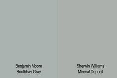 two different shades of gray paint with the words behrornn moore and sherwinn williams