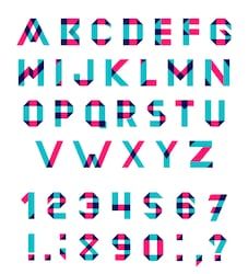 the alphabet is made up of different shapes and sizes, including letters that appear to be distorted