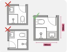 a bathroom with measurements for the toilet and sink area, as well as an image of how to measure it