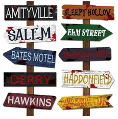 Halloween Street Signs, Halloween Photo Booth Props, Halloween Yard Signs, Halloween Photo Booth, Halloween Movie Night, Halloween Horror Movies, Halloween Party Supplies, Halloween Wall Art, Halloween Yard