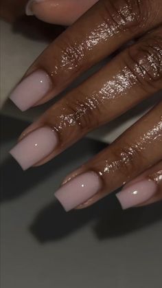 Simple Nail Natural, Trendy Acrylic Nails Coffin Short Simple, Basic Color Nails Acrylic, Simple Nail Styles For Short Nails, Basic Nails Black Women, Plain Set Nails, Plain Jane Nails, Nail Ideas With Natural Nails, Real Looking Acrylic Nails