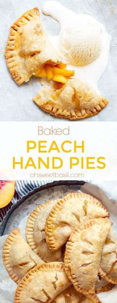 baked peach hand pies on a plate