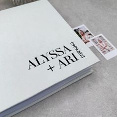 a white book with the words alyssa and ar on it