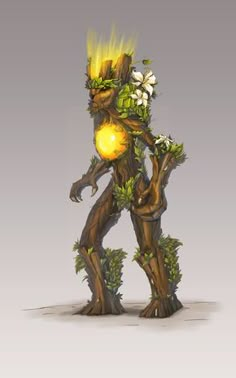 an image of a tree man with glowing eyes