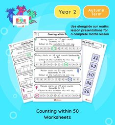 an activity sheet for counting with 50 worksheets to help students learn how to count numbers