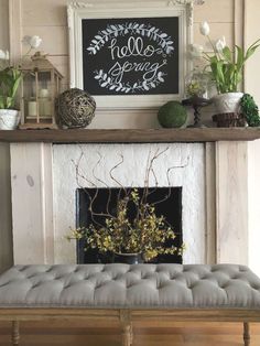 a mantle with flowers and plants on it