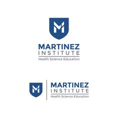 two logos for marine science education and health science education, one in blue and the other in white