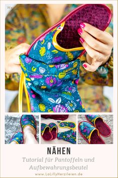 the cover of an article with pictures of slippers and shoes in different colors, including blue