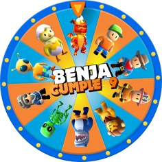 an image of a game wheel with the words benja cumple on it