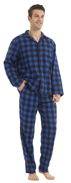 PRICES MAY VARY. Super Comfort Flannel Pajamas Men: Mens flannel pajamas sets are made from cotton and polyester.This means extra softness and comfy breathability to make hitting the sheets a treat. Double Brushing makes fabric really soft and warm and becomes softer with every wash.Our flannel is shrinkage controlled to not shrink more than 5% Classic Design: Long sleeve button down night shirt with notch-collar, front pocket and contrast trims. This men's pajamas set have two side seam pockets Mens Pyjama Bottoms, Plaid Pjs, Mens Flannel Pajamas, Pajamas Men, Flannel Pajama Bottoms, Sleep Sets, Men's Pajamas, Fleece Pajama Pants, Mens Nightwear