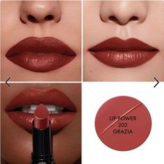 Brand New Without Box. Color: 202 Grazia - Brown Rose Armani Lip Power, Brown Lipstick Shades, Giorgio Armani Makeup, Armani Makeup, Red Lipstick Shades, Giorgio Armani Beauty, Lipstick Shade, Pigmented Lips, Purple Lipstick