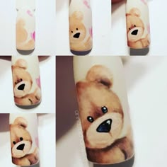 Aquarelle Nails, Animal Nail Designs, Self Nail, Bears Nails, Water Color Nails, Fingernail Designs, Cute Christmas Nails