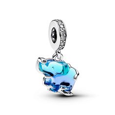 The Blue Murano Glass Elephant Dangle Charm is a colorful ode to a majestic creature. Sterling silver forms an elephant-shaped silhouette around a gradient blue-and-purple Murano glass with a raised ear and a concave rounded eye. Realistic elephant details include an uplifted trunk, feet and a swirling line forming a tail. The bail features a row of pavé and the engraved word "LUCKY." Inspired by the majestic Asian tropical elephant, this charm makes a thoughtful and meaningful gift. Pandora Essence, Heart Promise Rings, Pandora Blue, Charms Pandora, Disney Charms, Bracelet Pandora, Elephant Charm, Bracelet Diy, Engraved Jewelry